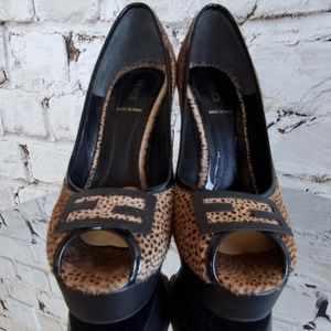 Fendi Platform High Heel Peep Toe Pumps